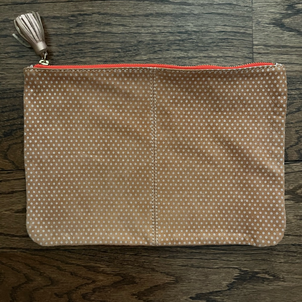 NWOT Anthropologie Metallic Bronze Suede and Leather Clutch.